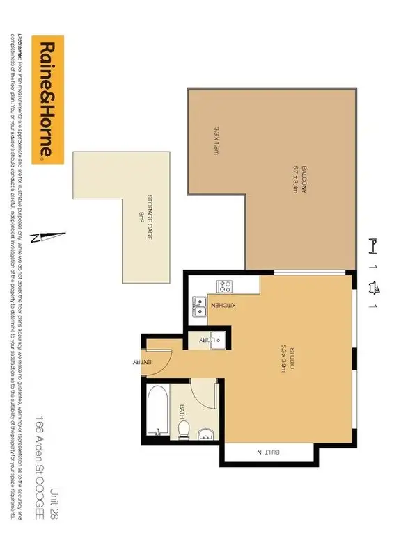 Floorplan of Homely studio listing, 28/166-172 Arden Street (enter via 13 Hill Street), Coogee NSW 2034