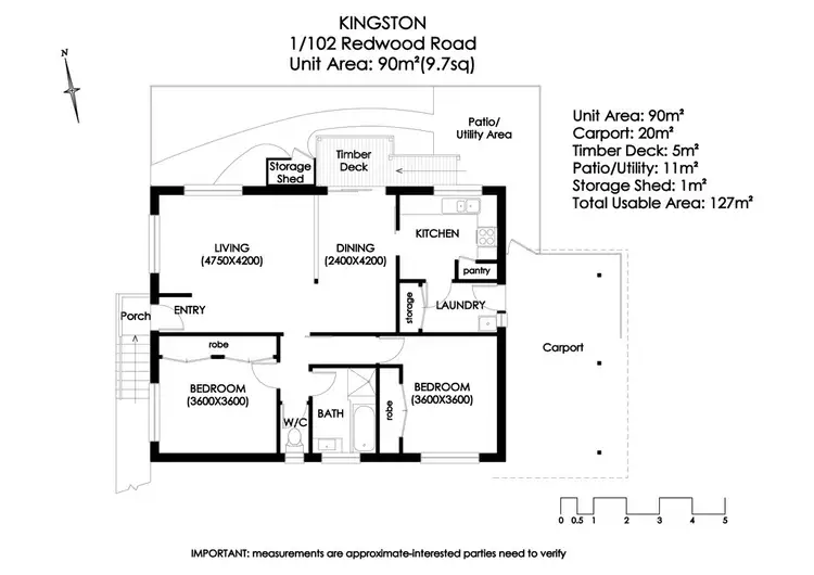 Floorplan of Homely unit listing, 1/102 Redwood Road, Kingston TAS 7050