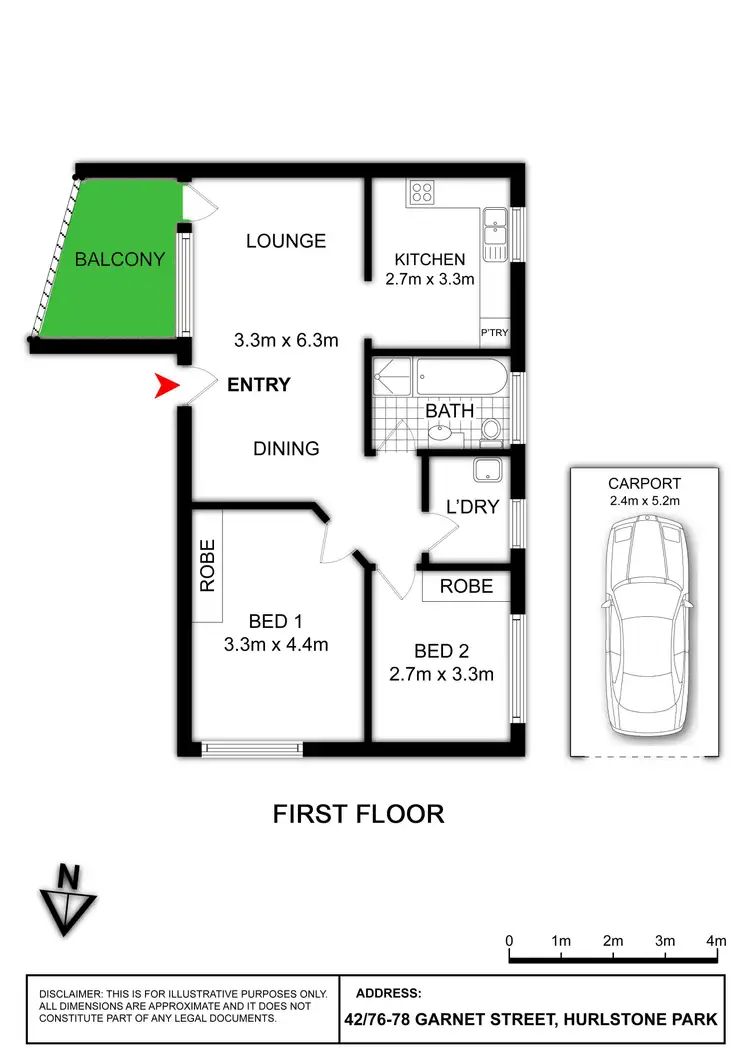 Floorplan of Homely apartment listing, 42/76 Garnet Street, Hurlstone Park NSW 2193