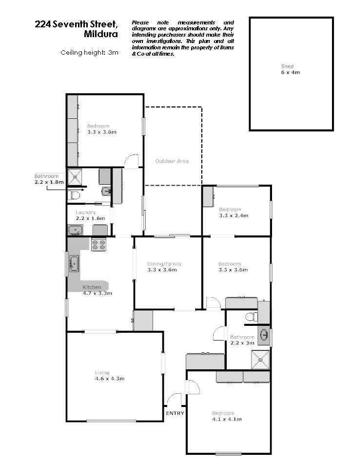 Floorplan of Homely house listing, 224 Seventh Street, Mildura VIC 3500