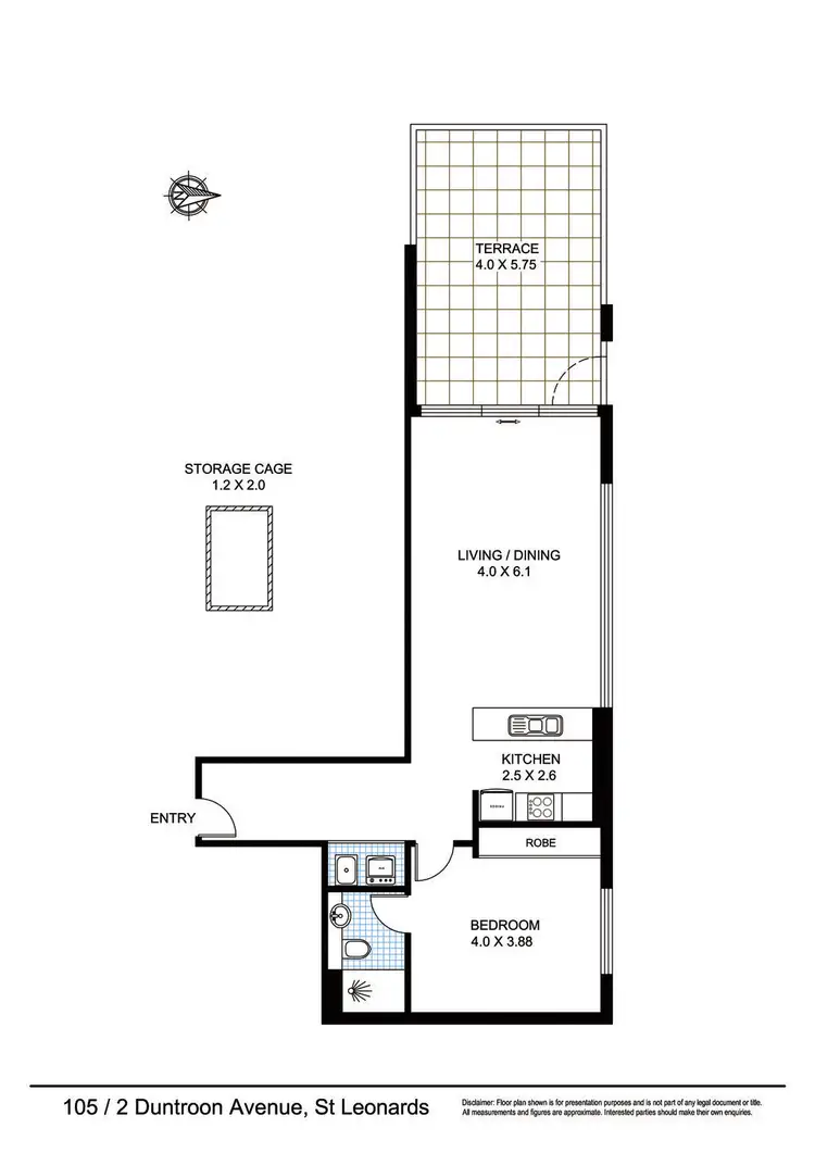 Floorplan of Homely apartment listing, A105/2 Duntroon Avenue, St Leonards NSW 2065