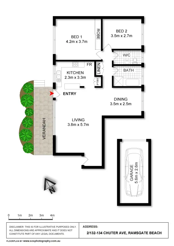Floorplan of Homely unit listing, 2/132-134 Chuter Avenue, Ramsgate Beach NSW 2217