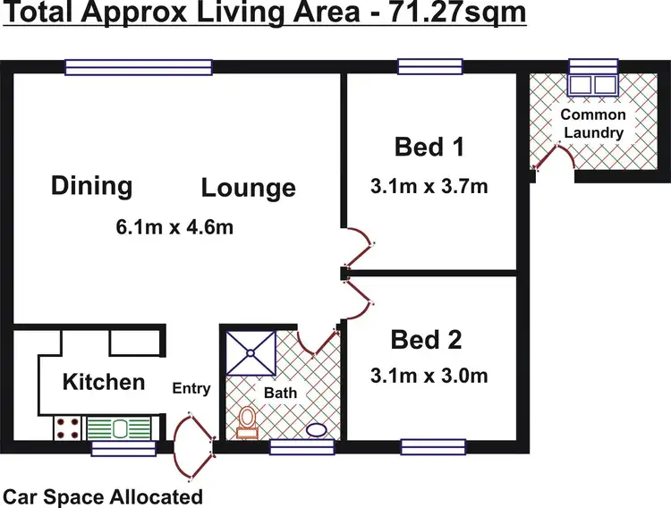 Floorplan of Homely unit listing, 2/1 Henry Street, Rosewater SA 5013