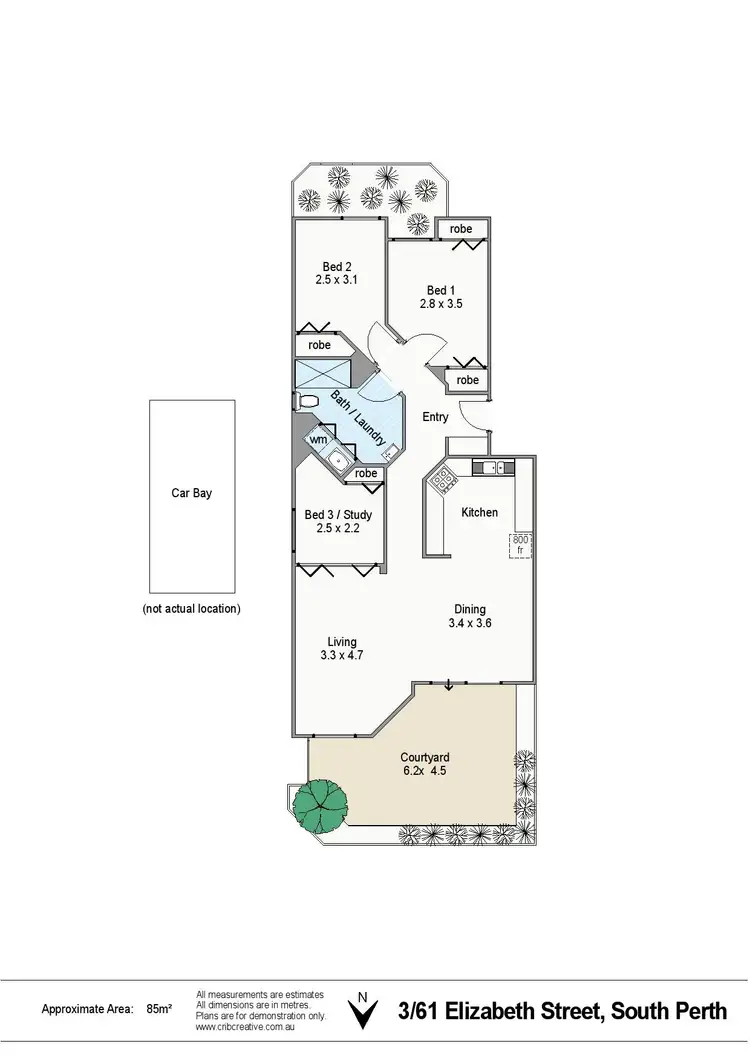 Floorplan of Homely unit listing, 3/61 Elizabeth Street, South Perth WA 6151