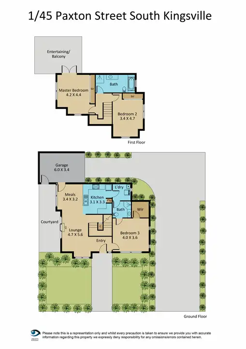 Floorplan of Homely townhouse listing, 1/45 Paxton Street, South Kingsville VIC 3015