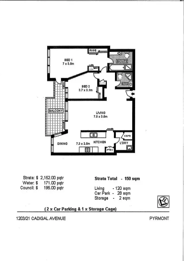 Floorplan of Homely apartment listing, 1203/21 Cadigal Avenue, Pyrmont NSW 2009