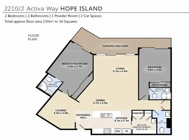 Floorplan of Homely apartment listing, 2210/2 Activa Way, Hope Island QLD 4212