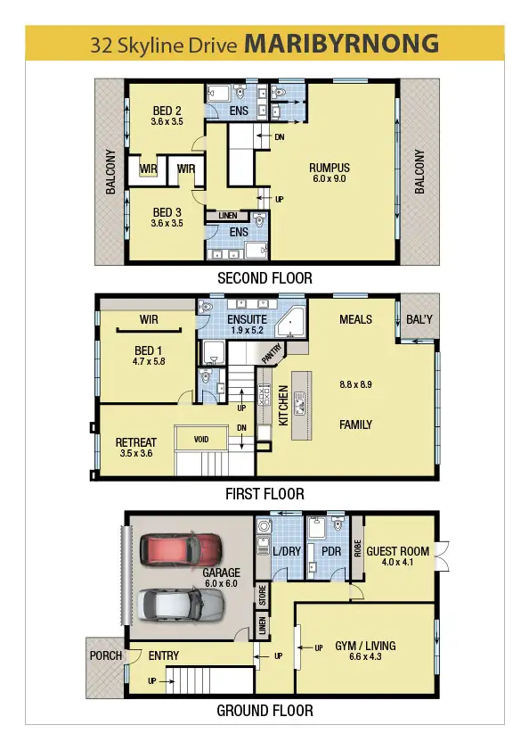 Floorplan of Homely house listing, 32 Skyline Drive, Maribyrnong VIC 3032