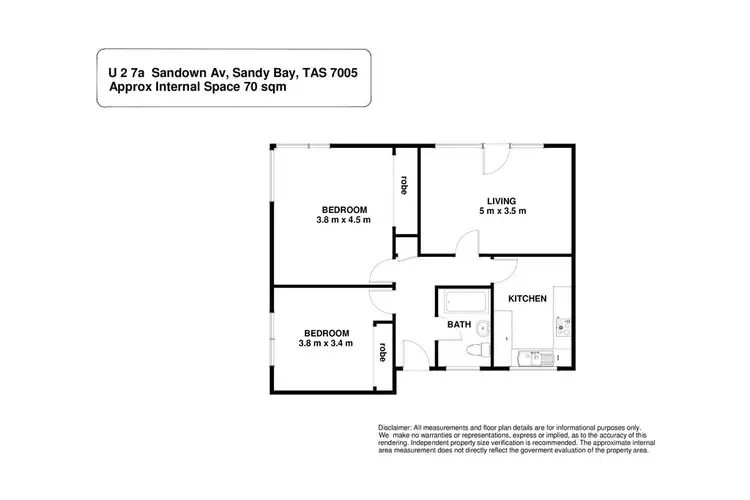 Floorplan of Homely unit listing, Unit 2, 7a Sandown Avenue, Sandy Bay TAS 7005