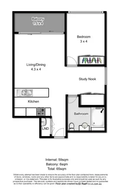 Floorplan of Homely apartment listing, 1704/128 Charlotte Street, Brisbane City QLD 4000