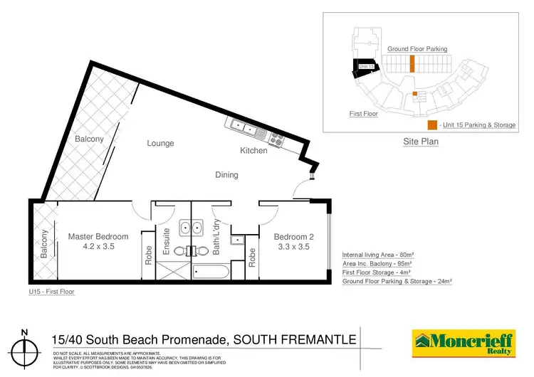 Floorplan of Homely apartment listing, 15/40 South Beach Promenade, South Fremantle WA 6162
