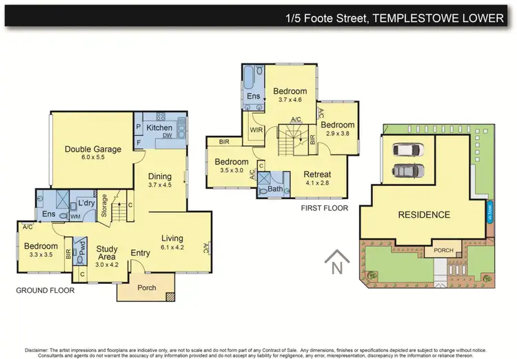 Floorplan of Homely townhouse listing, 1/5 Foote Street, Templestowe Lower VIC 3107