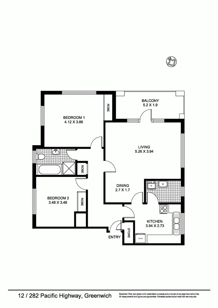 Floorplan of Homely apartment listing, 12/282 Pacific Highway, Greenwich NSW 2065