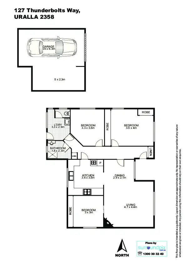 Floorplan of Homely house listing, 127 Thunderbolts Way, Uralla NSW 2358