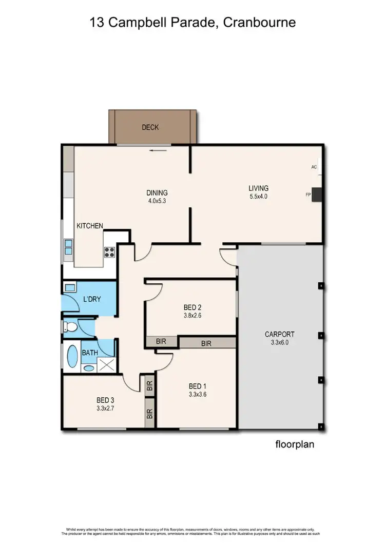 Floorplan of Homely house listing, 13 Campbell Parade, Cranbourne VIC 3977