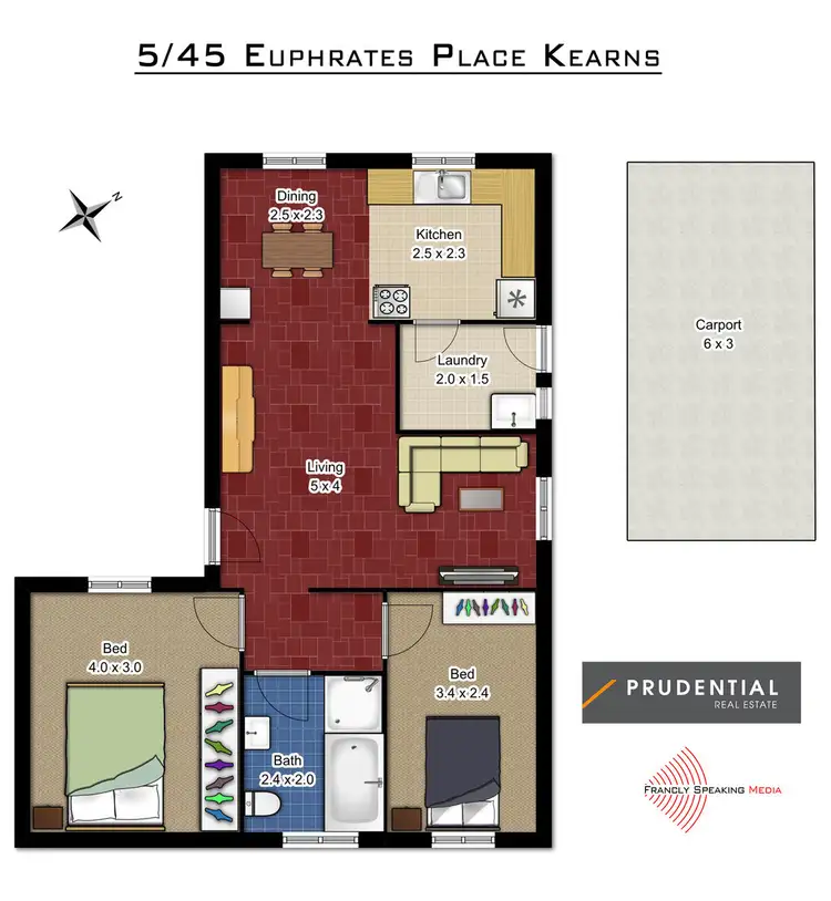 Floorplan of Homely townhouse listing, 5/45 Euphrates Place, Kearns NSW 2558