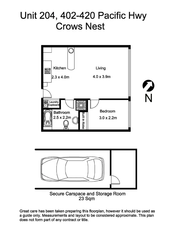 Floorplan of Homely apartment listing, 204/402-420 Pacific Highway, Crows Nest NSW 2065