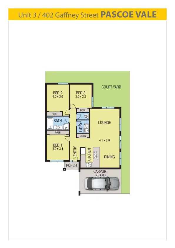 Floorplan of Homely villa listing, 3/402 GAFFNEY STREET, Pascoe Vale VIC 3044