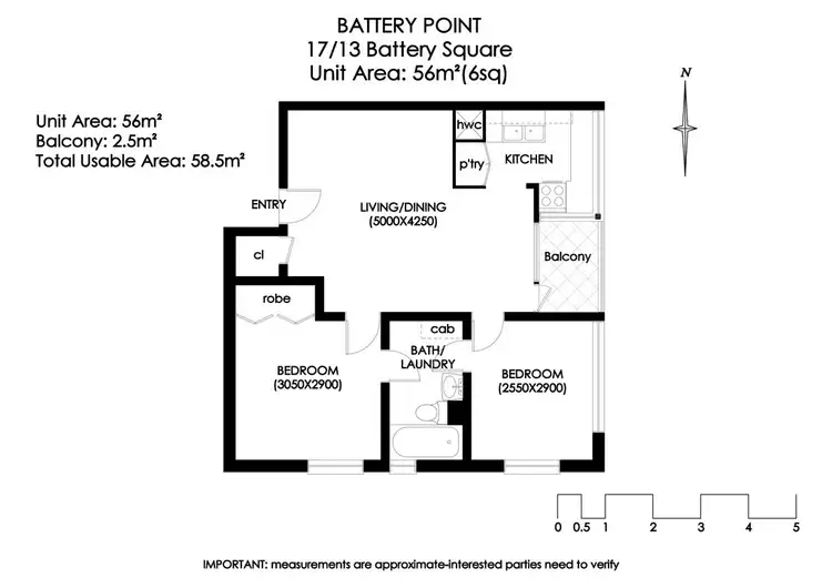 Floorplan of Homely unit listing, 17/13 Battery Square, Battery Point TAS 7004