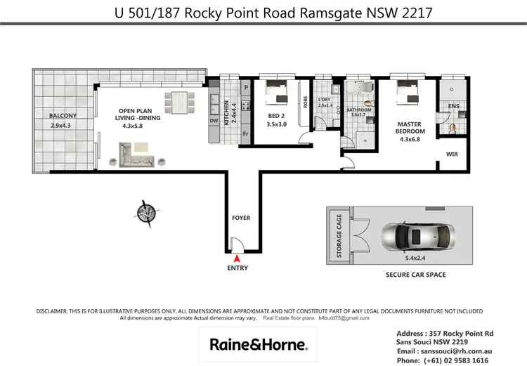 Floorplan of Homely apartment listing, 501/187 Rocky Point Road, Ramsgate NSW 2217