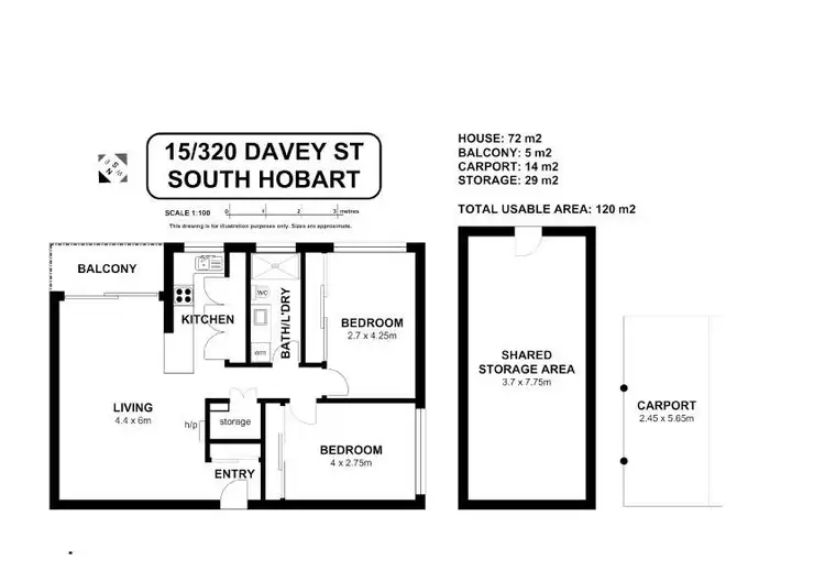 Floorplan of Homely unit listing, 15/320 Davey Street, South Hobart TAS 7004