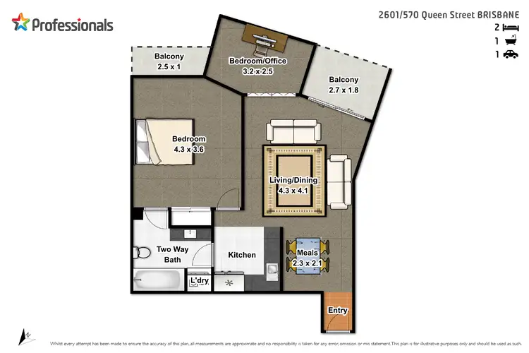 Floorplan of Homely unit listing, 104/570 Queen Street, Brisbane City QLD 4000