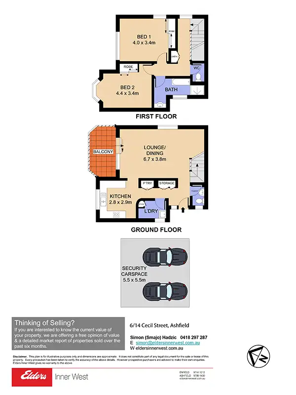 Floorplan of Homely townhouse listing, 6/14 Cecil Street, Ashfield NSW 2131