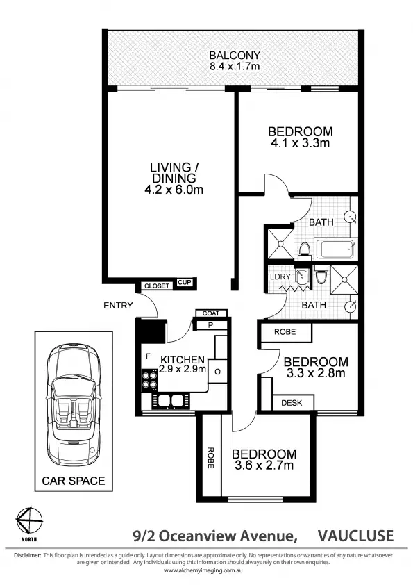 Floorplan of Homely apartment listing, 9/2 Oceanview Ave, Vaucluse NSW 2030