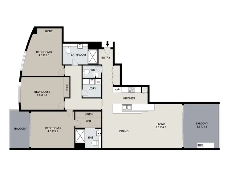 Floorplan of Homely unit listing, 304/35 Lord Street, Gladstone Central QLD 4680