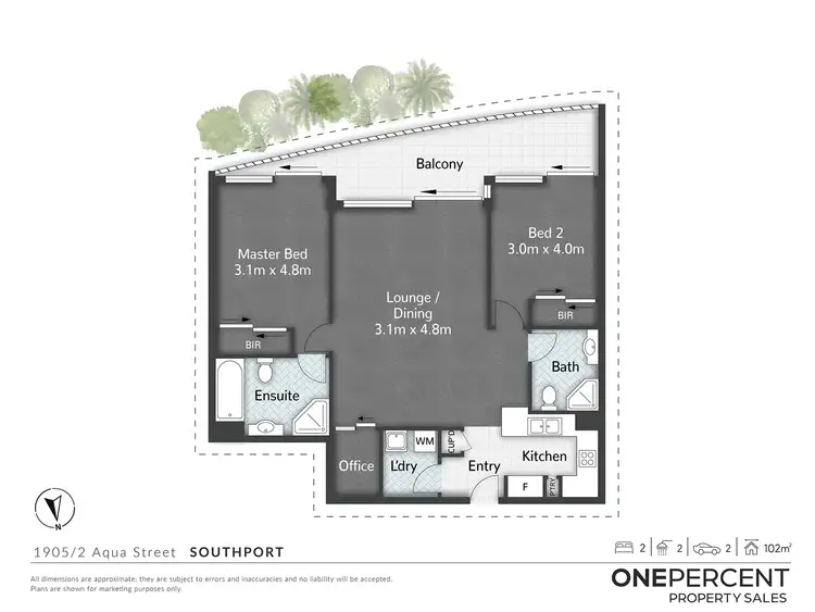 Floorplan of Homely unit listing, 1905/2 Aqua Street, Southport QLD 4215