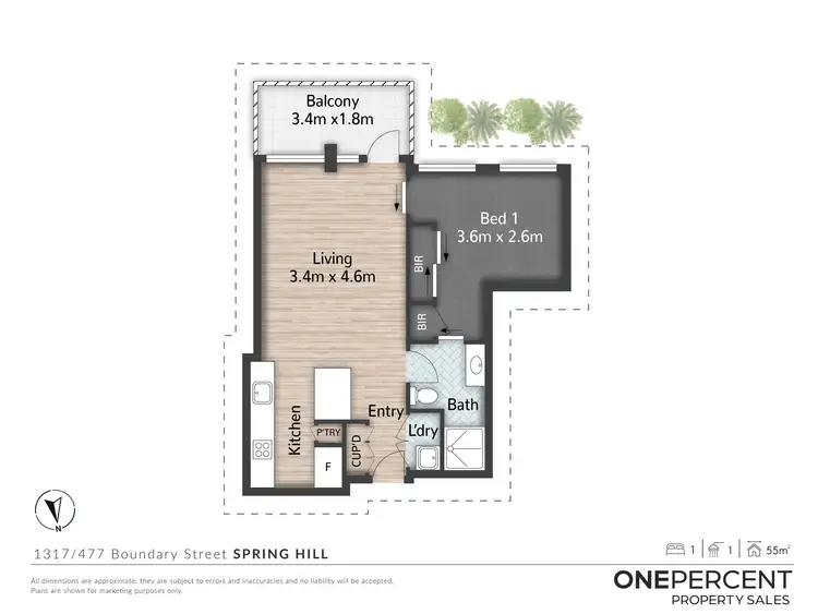 Floorplan of Homely apartment listing, 1317/477 Boundary Street, Spring Hill QLD 4000