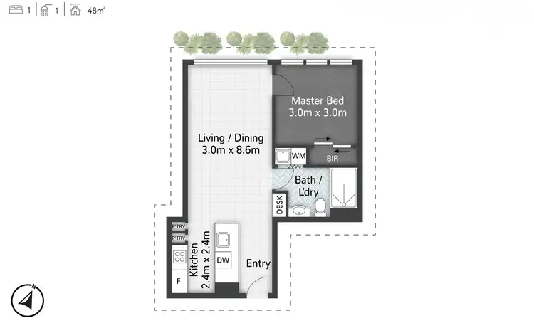Floorplan of Homely apartment listing, 1403/348 Water Street, Fortitude Valley QLD 4006