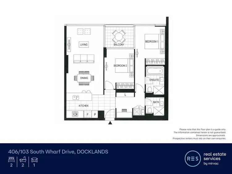 Floorplan of Homely apartment listing, 406/103 South Wharf Drive, Docklands VIC 3008