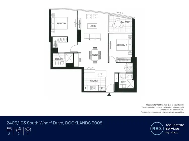 Floorplan of Homely apartment listing, 2403/103 South Wharf Drive, Docklands VIC 3008