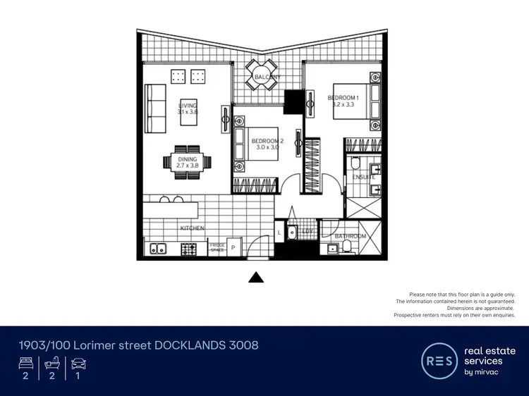 Floorplan of Homely apartment listing, 1903/100 Lorimer Street, Docklands VIC 3008