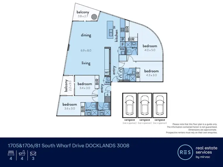Floorplan of Homely apartment listing, 1705&1706/81 South Wharf Drive, Docklands VIC 3008