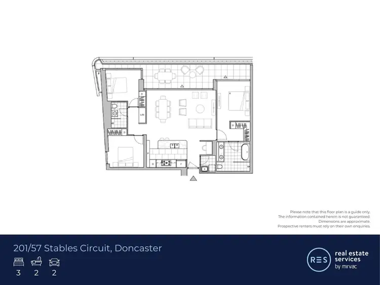 Floorplan of Homely apartment listing, 201/57 Stables Circuit, Doncaster VIC 3108