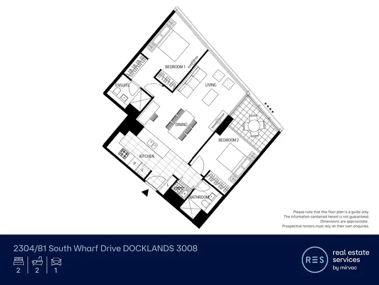 Floorplan of Homely apartment listing, 2304/81 South Wharf Drive, Docklands VIC 3008