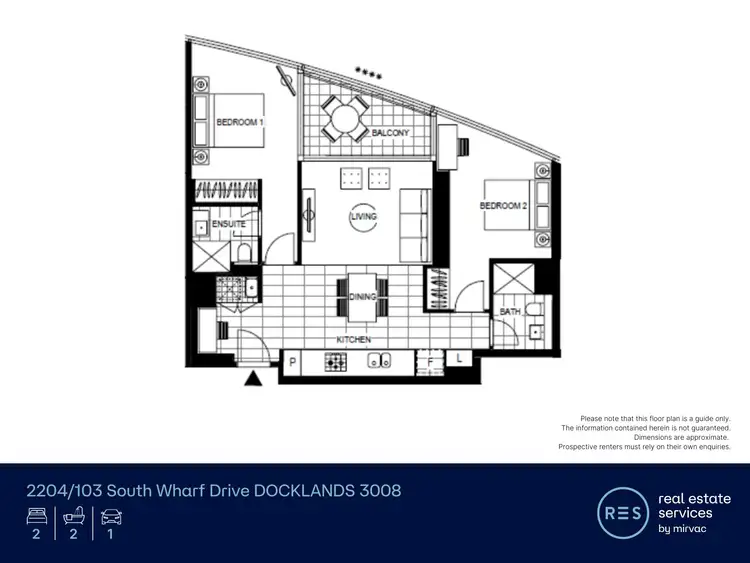 Floorplan of Homely apartment listing, 2204/103 South Wharf Drive, Docklands VIC 3008