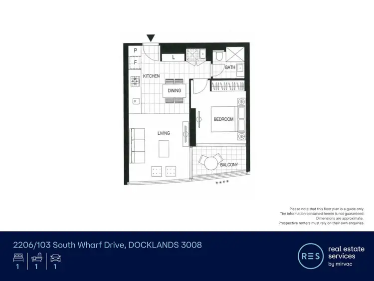 Floorplan of Homely apartment listing, 2206/103 South Wharf Drive, Docklands VIC 3008