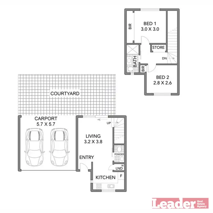 Floorplan of Homely townhouse listing, 2/1 Dacelo Avenue, Broadmeadows VIC 3047