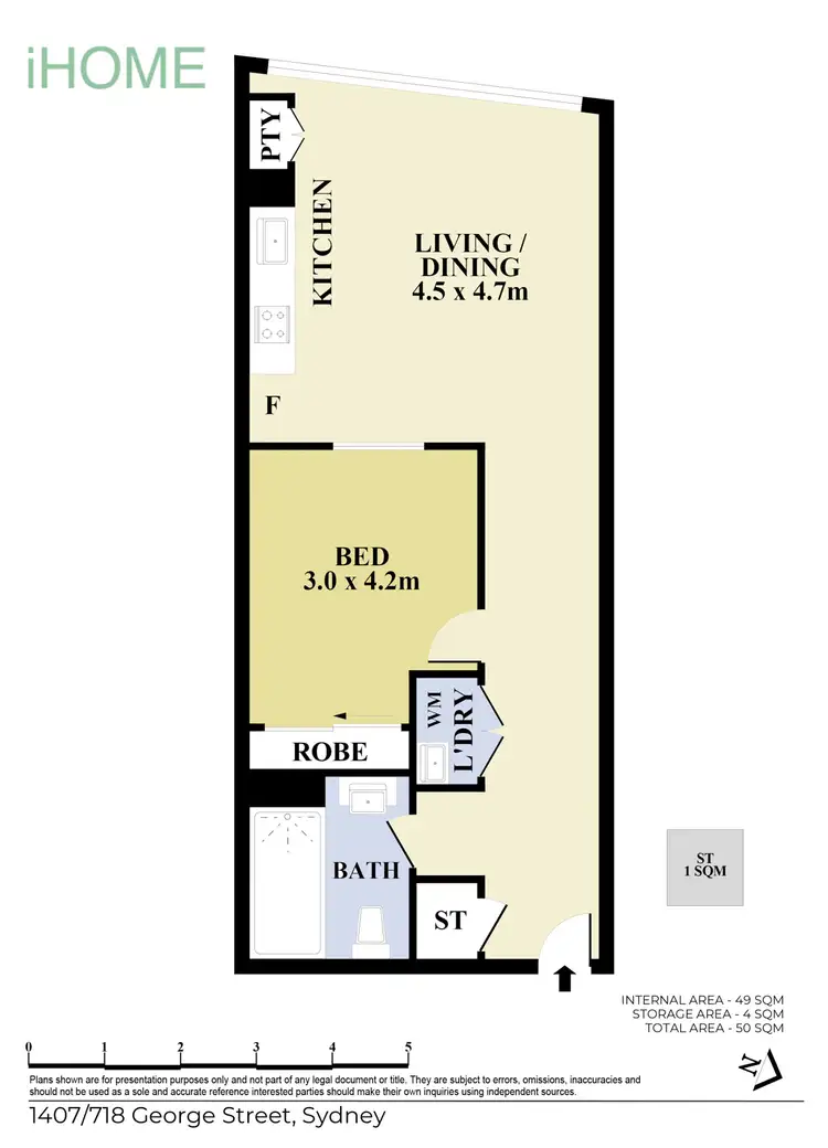 Floorplan of Homely apartment listing, 1407/718 George Street, Sydney NSW 2000