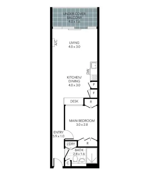 Floorplan of Homely apartment listing, 118/89 Roden Street, West Melbourne VIC 3003