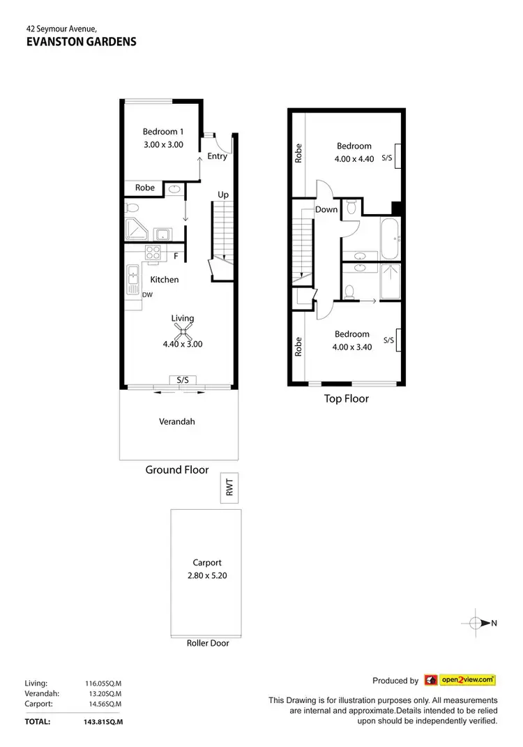 Floorplan of Homely townhouse listing, 42 SEYMOUR AVENUE, Evanston Gardens SA 5116