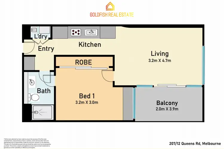 Floorplan of Homely apartment listing, 207/12 Queens Road, Melbourne VIC 3004