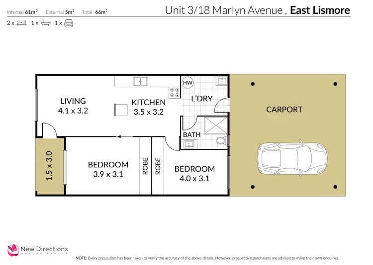 Floorplan of Homely unit listing, 3/18 Marlyn Avenue, East Lismore NSW 2480