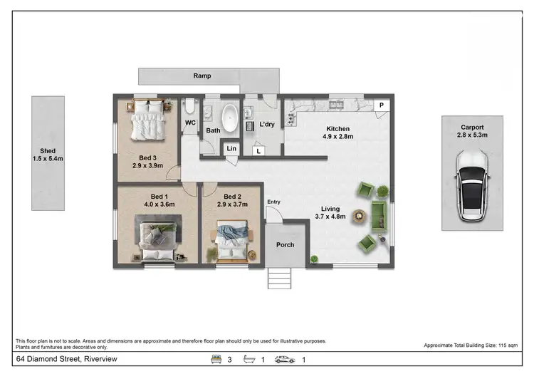 Floorplan of Homely house listing, 64 Diamond St, Riverview QLD 4303