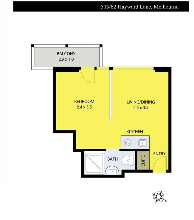 Floorplan of Homely apartment listing, 503/62 Hayward Lane, Melbourne VIC 3000