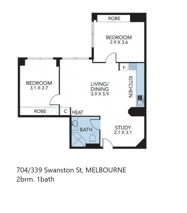 Floorplan of Homely apartment listing, 704/339 Swanston Street, Melbourne VIC 3000