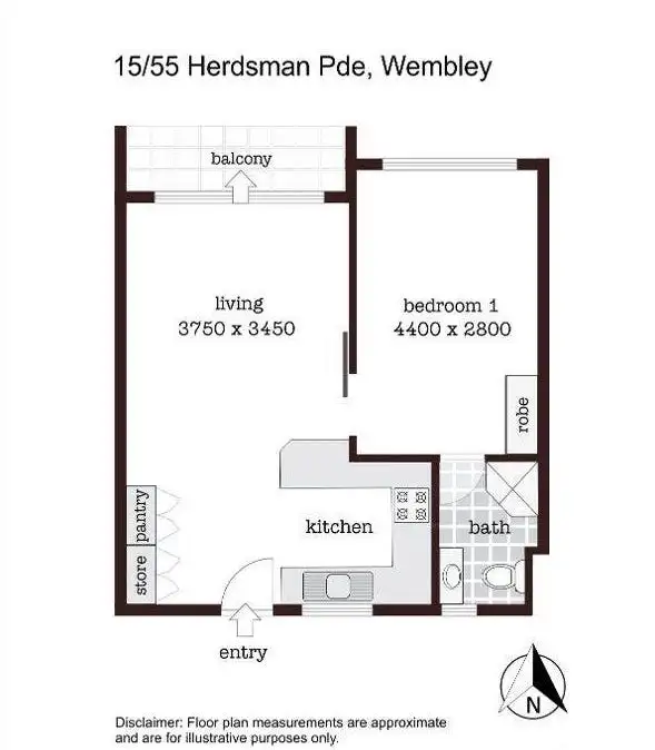 Floorplan of Homely apartment listing, 15/55 Herdsman Parade, Wembley WA 6014